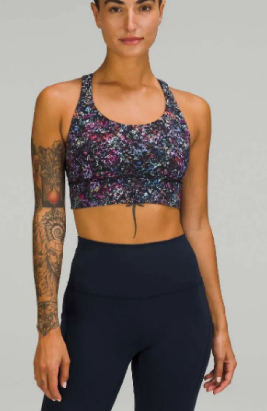 Lululemon Energy Longline Bra Medium Support B-D Cups Floral Electric Multi Sz 8