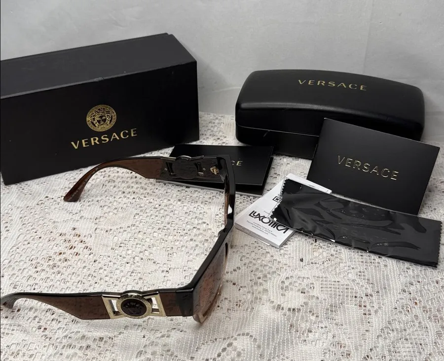 NWT Versace VE 4415U cat eye gold tone Brown Medusa logo sunglasses NEW