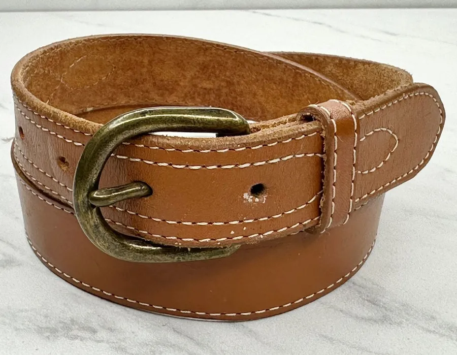 Vintage Genuine Leather Western Belt Womens Size XS 26 ✨ Brown