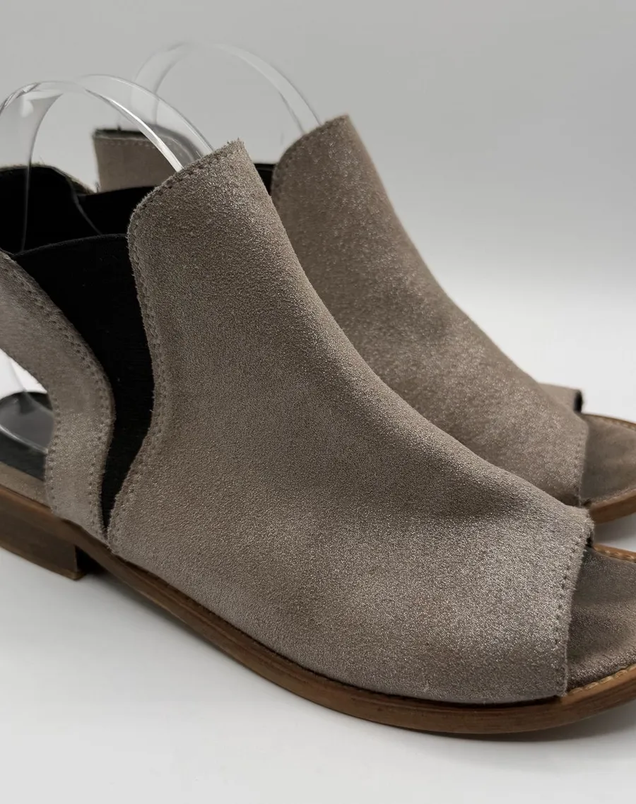 Musse & Cloud Ciara Peep Toe Booties Womens 7 Metallic Taupe Leather Spain