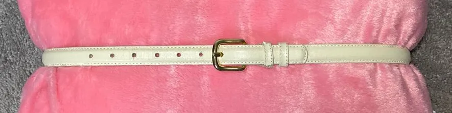 Vintage Skinny White Leather Belt