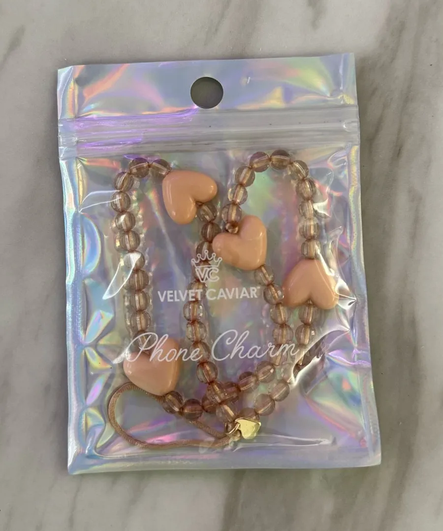 Nude Heart Beaded Phone Charm