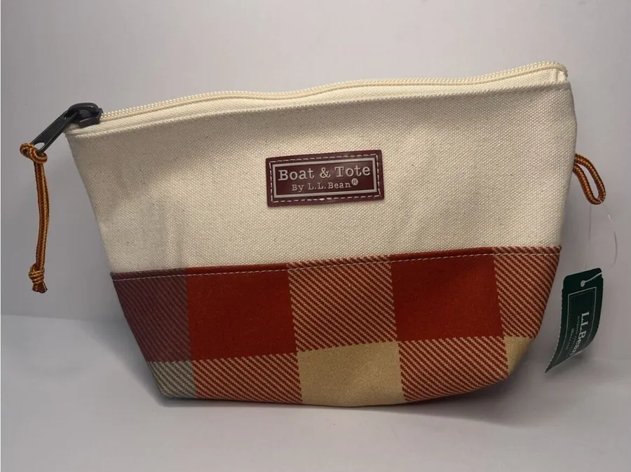 L.L.Bean Boat & Tote Zip Pouch Apple Cinnamon NWT Made in USA 100% Cotton