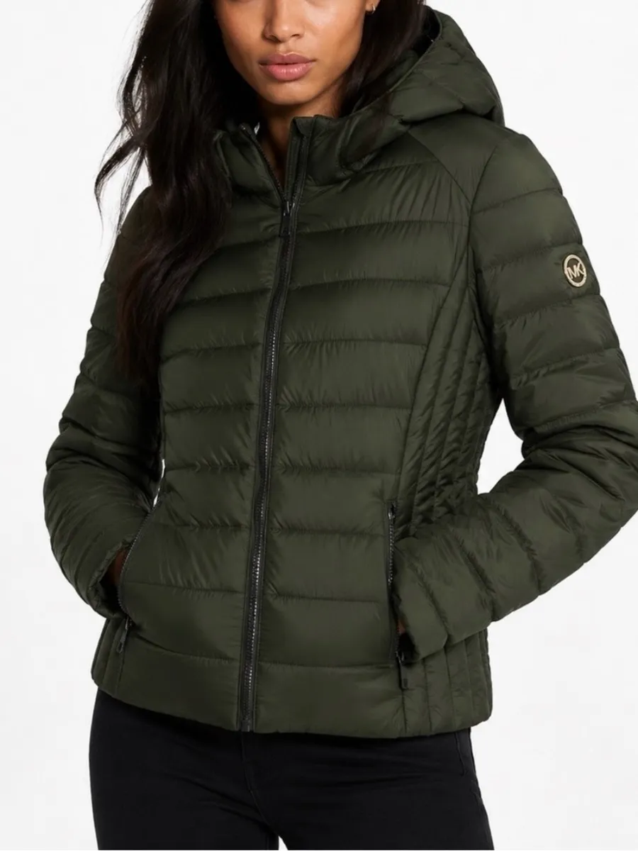 Michael Kors Packable Down Puffer Jacket Size M Lightweight Travel Coat NWOT