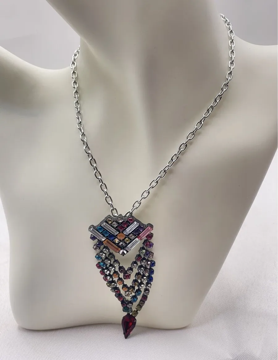 one piece peacock neckless purple silver and green adjustable B