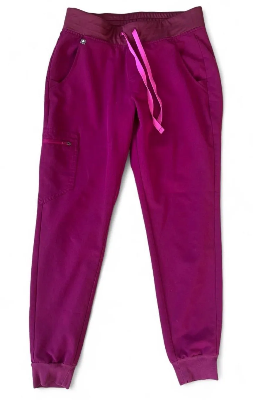 FIGS Technical Collection Zamora Jogger Scrub Pants Burgundy / Magenta Size S
