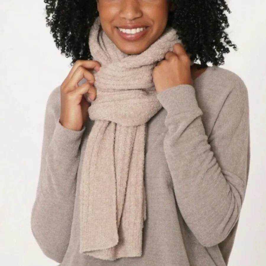 Barefoot Dreams Taupe Cozychic Lite Ribbed Scarf NWT