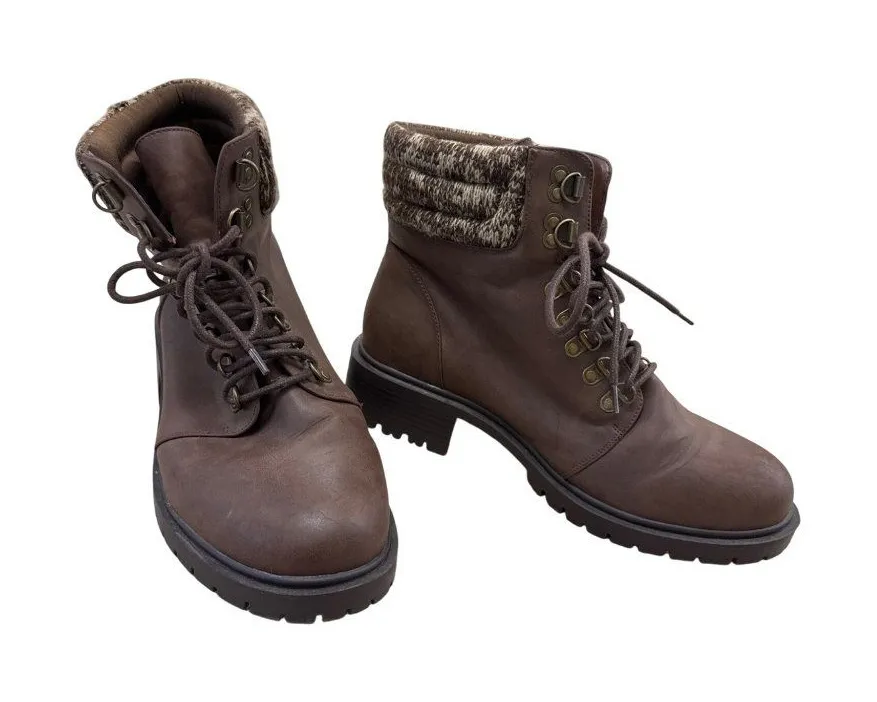 Torrid Womens Brown Faux Leather Hiking Sweater Boots Size 10 SKU 7175