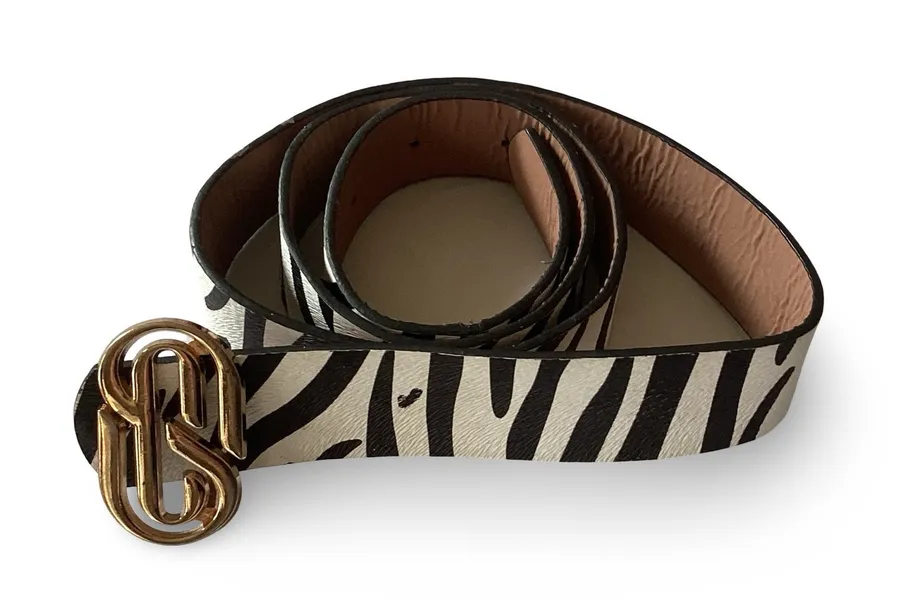Zebra Jean Belt White