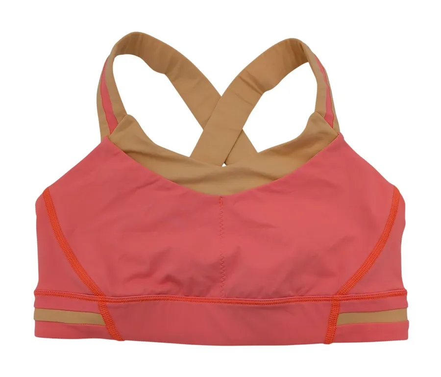 Lululemon Rack Pack Sports Bra Pink Orange Colorblock Cross Back Womens Size 6