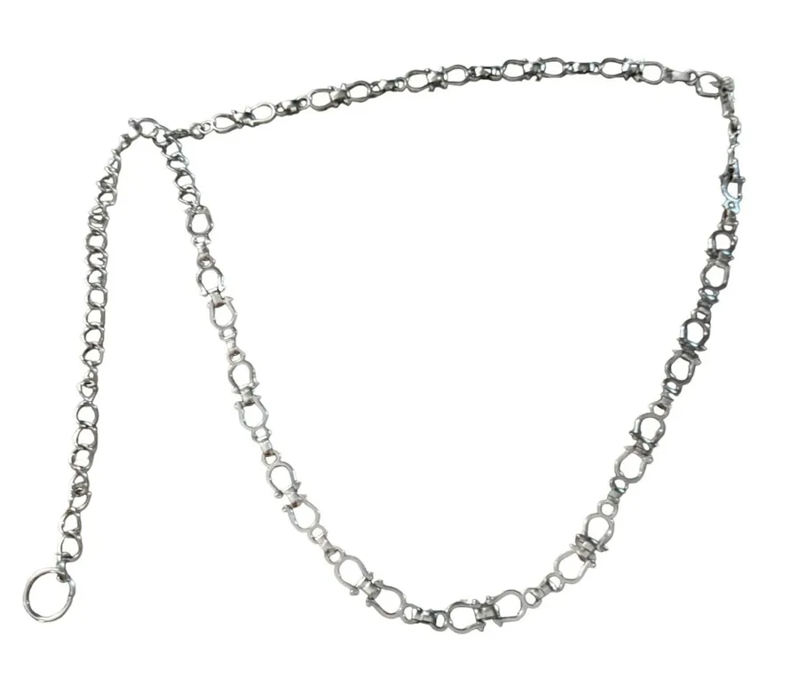 Silver Tone Horseshoe Link Chain Belt Adjustable Waist Accessory Western Silver
