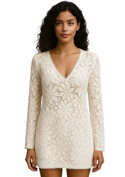 Milly Cabana White Cotton Swim Cover-Up – Size Large