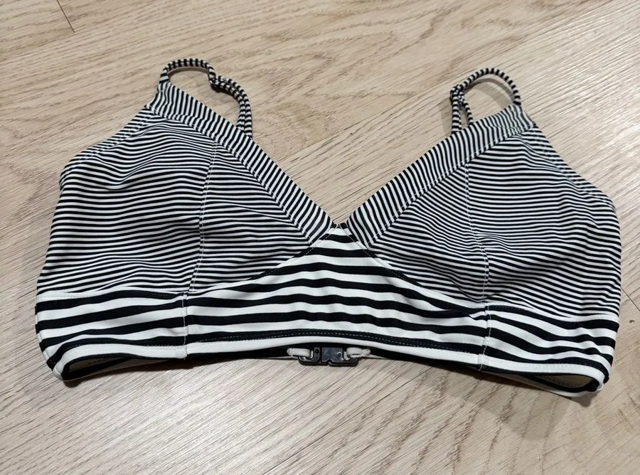 Old Navy Black & White Striped Bikini Top