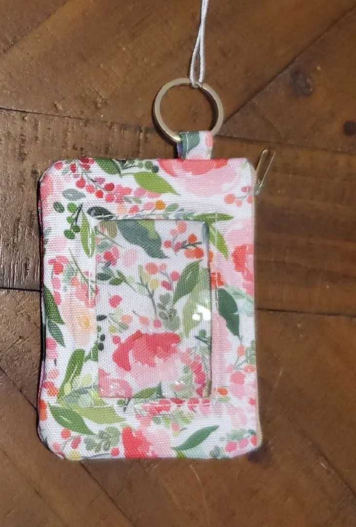 Floral Pink Cardholder Wallet with Keyring