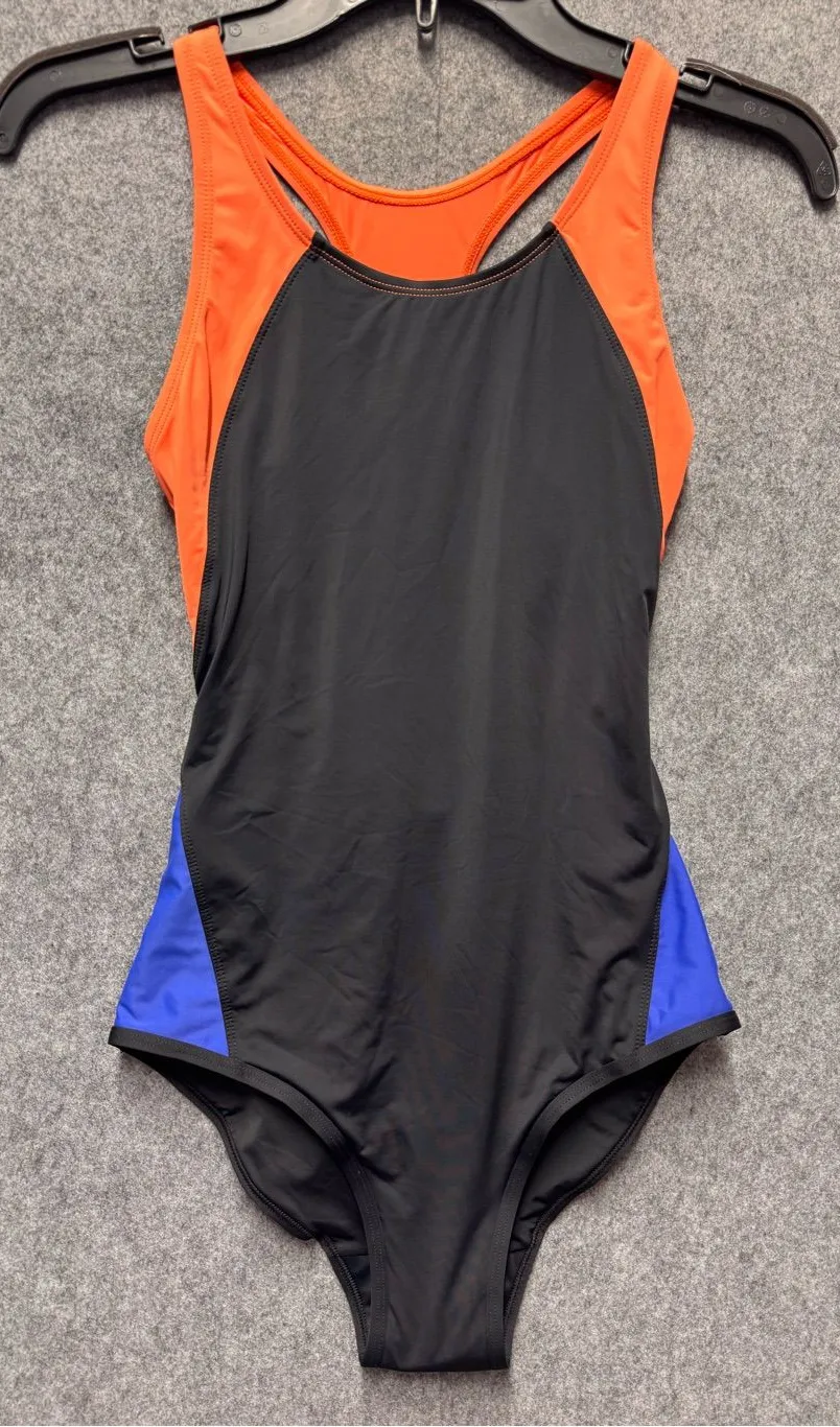 Beautikini Period Swimwear One Piece Leakproof Athletic Racerback Swimsuit Black