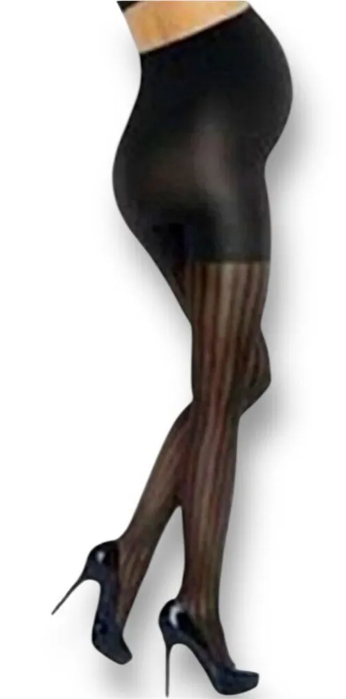 Assets Sara Blakely Maternity Opaque Patterned Tights Black Underbelly Support