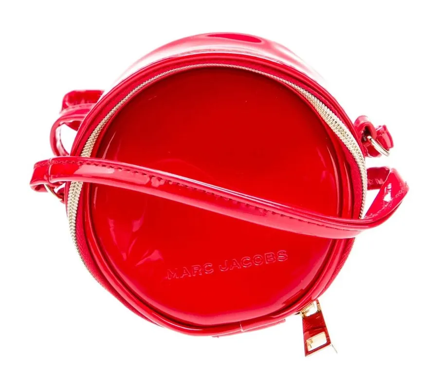 Marc Jacobs Glossy Patent Leather Red Crossbody Canteen Mini Bag Glam Party