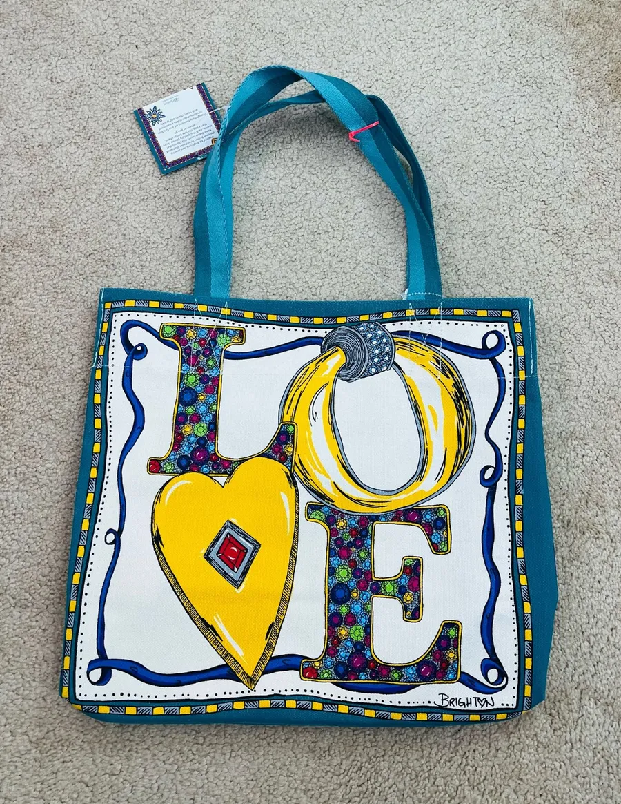 Brighton New Colorful LOVE Heart Canvas Tote Bag