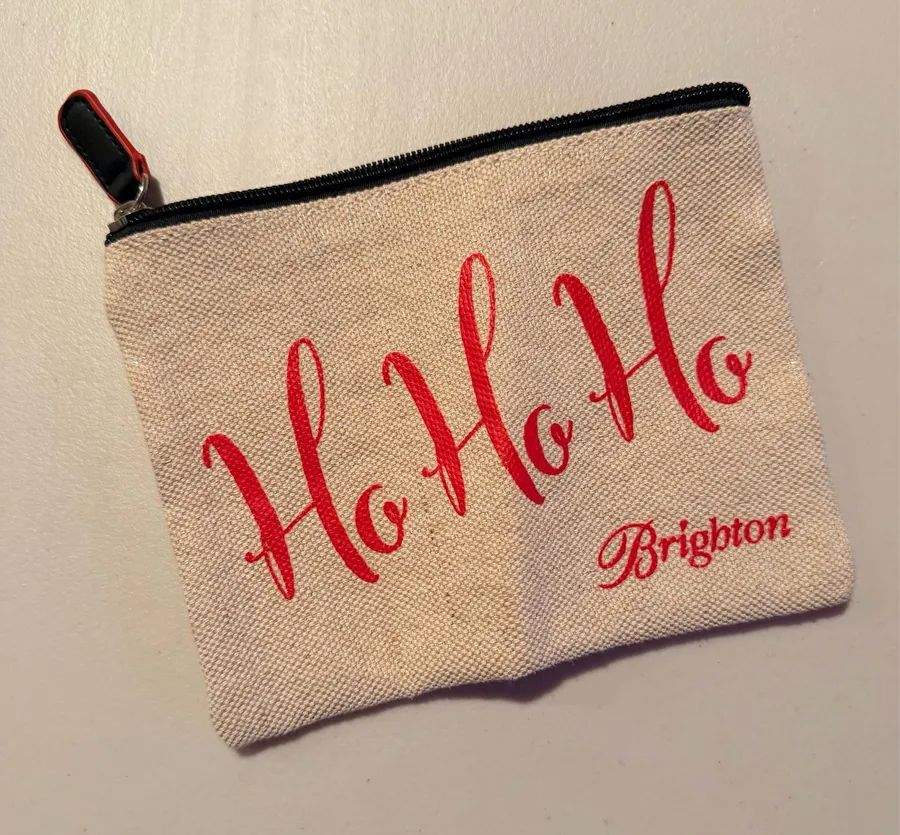 Brighton | Ho Ho Ho Sparkle Canvas Christmas Zipper Cosmetic Bag