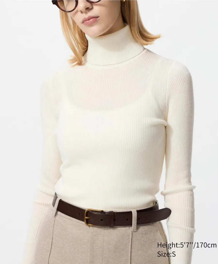 Uniqlo Merino Ribbed Sweater | Turtleneck NWT Off White Medium