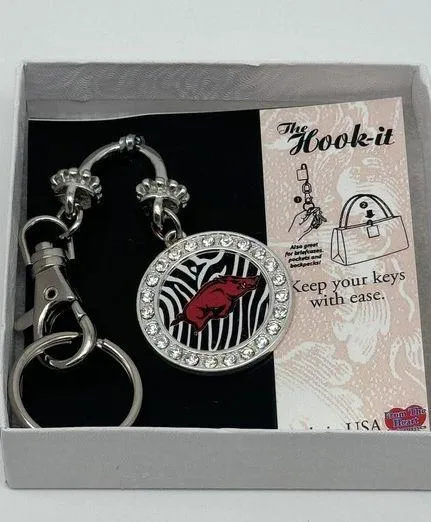 Hook It Key Chain Made In USA Razorback Zebra Studs