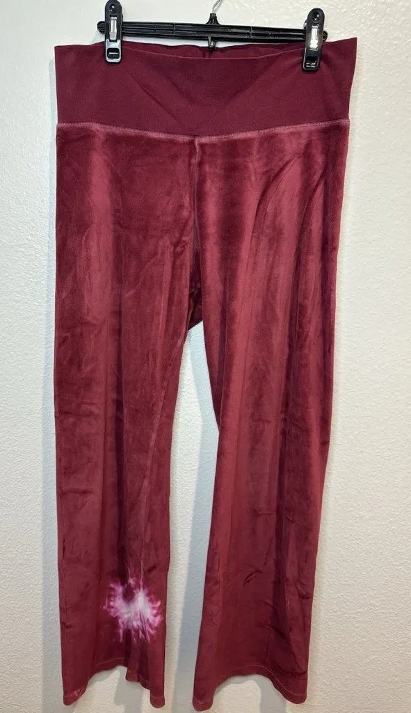 Victoria's Secret Y2K Pink Velour Pants Fold Over Bootcut In Burgundy Size M