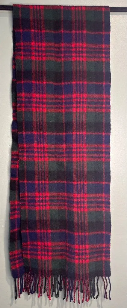 Shepherds Land 100% Lambswool Plaid Scarf Fringe Preppy Old Money Quit Glam Red