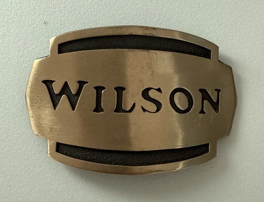 Vintage Kolob Company Houston Tx Wilson brass belt buckle Brown