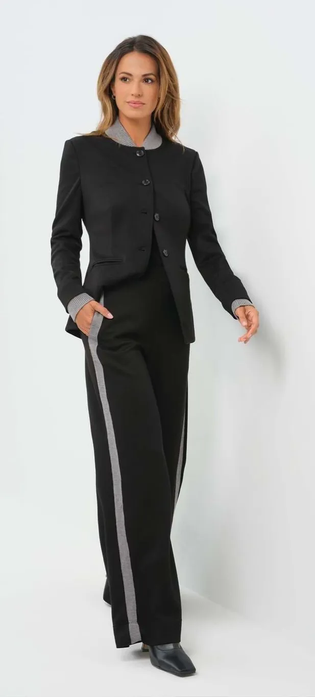 Anatomie Vista Blazer LG Black Gray Ponte Stretch Travel Jacket