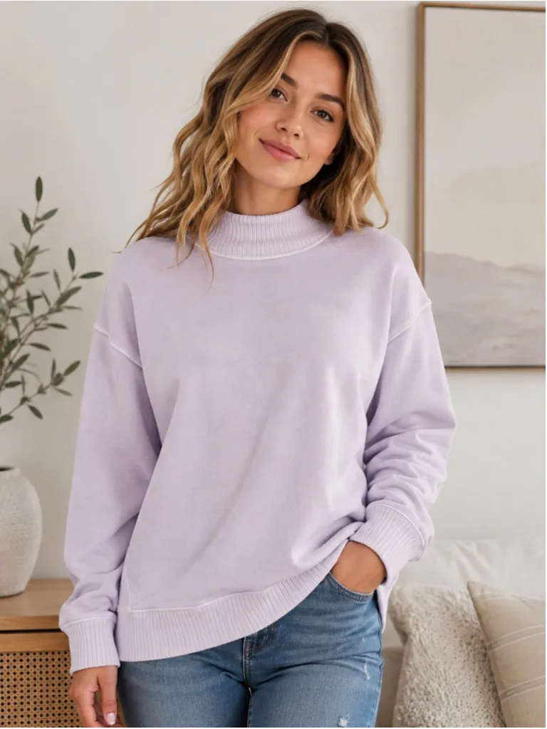 Aerie Lavender Ribbed Mock Neck Sweatshirt