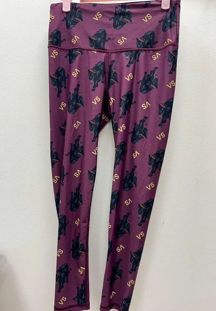 2 piece set! VS leggings and sports bra set Eggplant color panther crown print