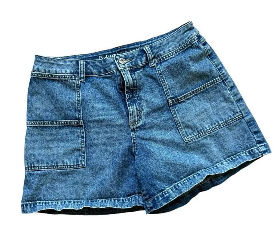 Womens Natural Reflections Pocket Front Denim Jean Shorts - Sz 14