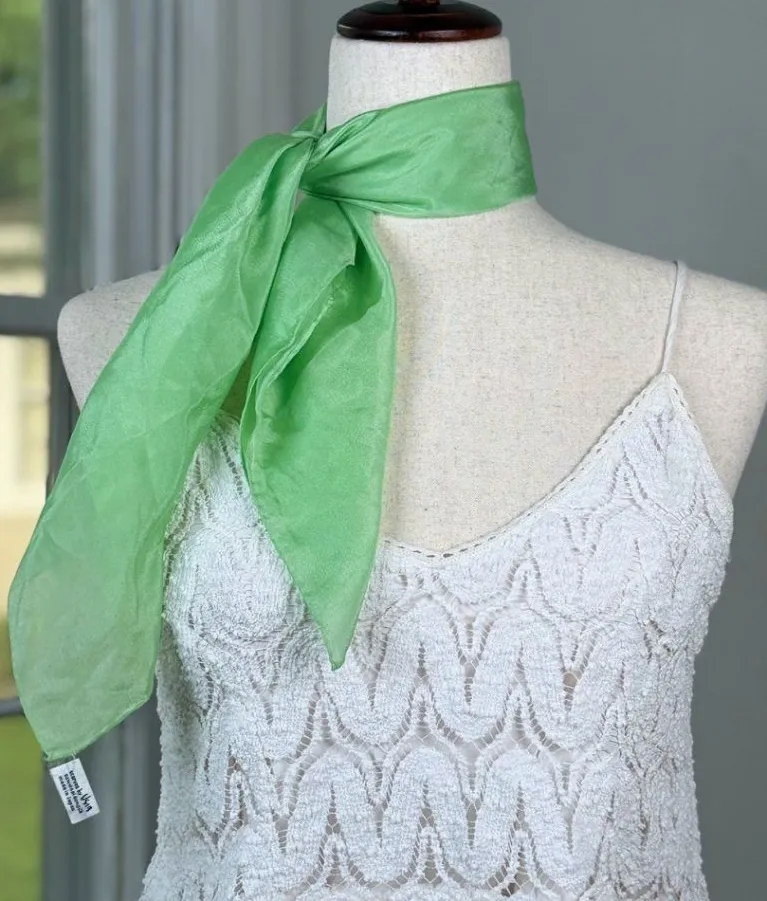 Scarves by Vera Neuman Mint Green Silk Blend Square Scarf Vintage