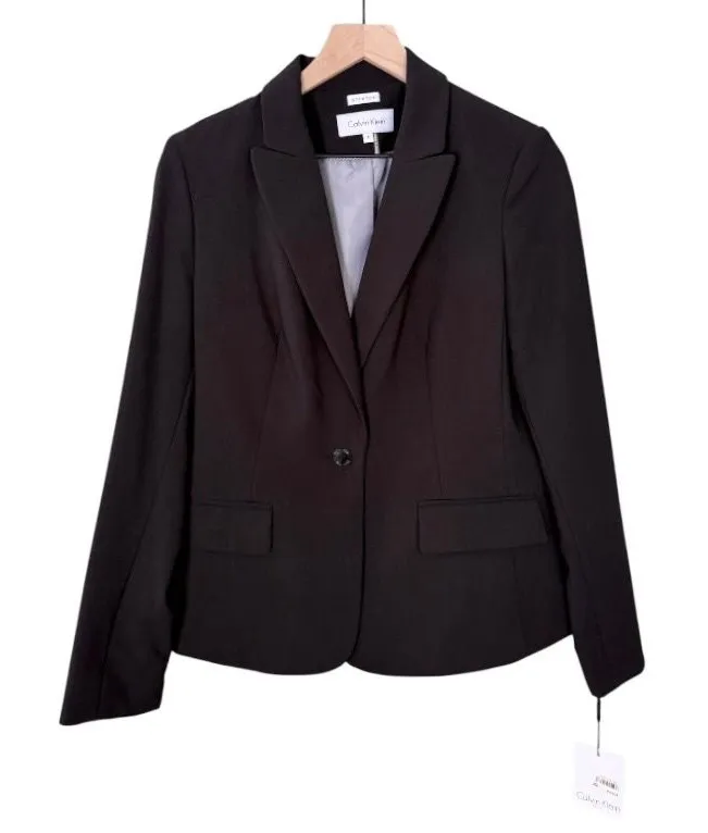 NWT Calvin Klein Blazer Jacket Strectch Black Work Career Women’s Size 4