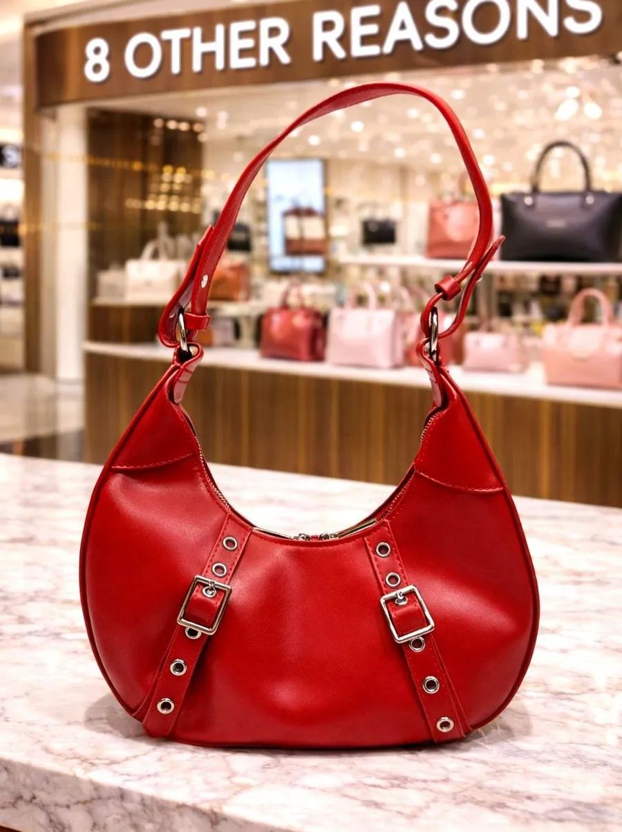 8 Other Reasons Delphine Double Buckle Shoulder bag Red / Silver