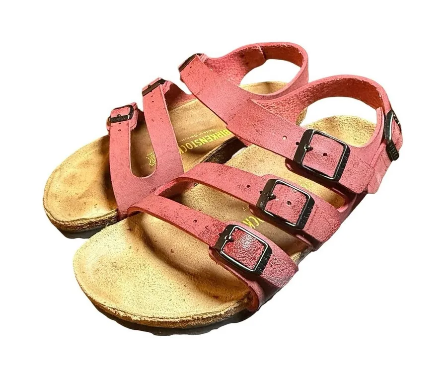Birkenstock Franca Rose Red Leather Multi-Ankle Strap Sandals Womens 5 36 EU