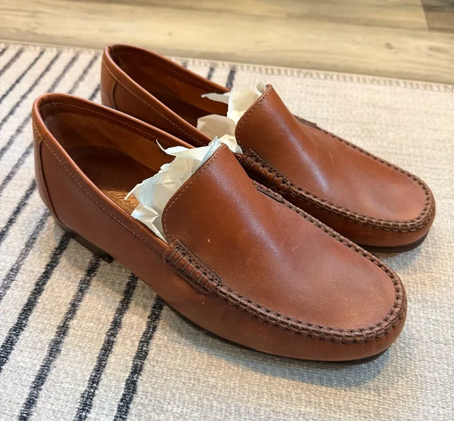 Vintage Cappelletti Italian Leather Loafers EU 39 Cognac Made in Italy Brown Size 9
