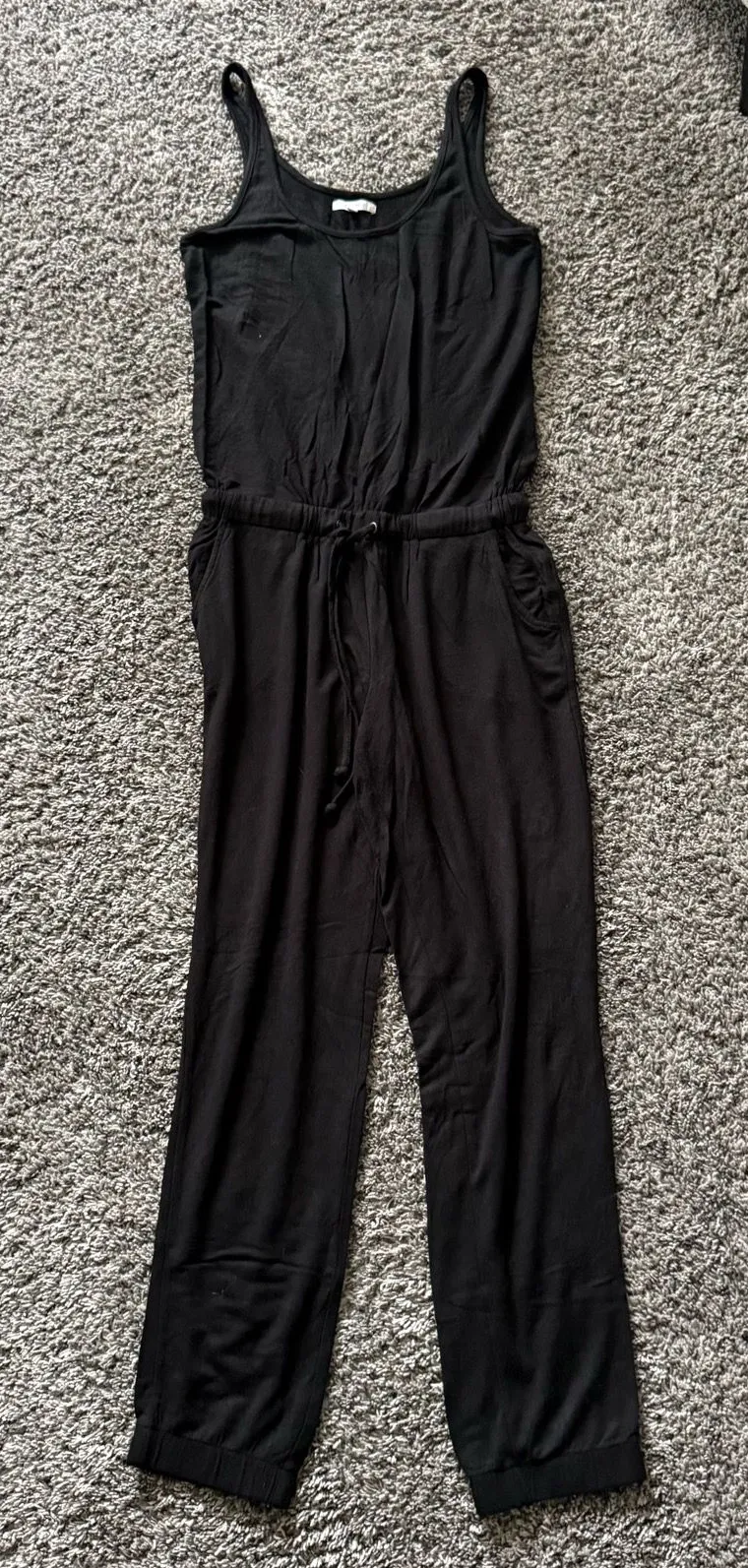 Z Supply Black Sleeveless Drawstring Jumpsuit with Pockets