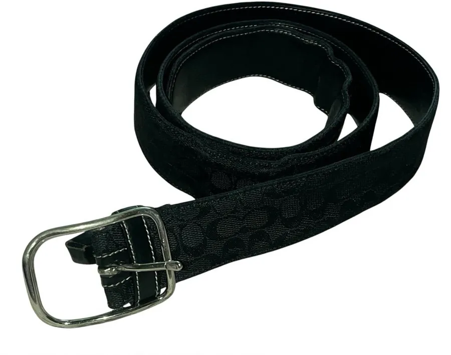 Coach Vintage Signature Jacquard Belt with Silver Buckle