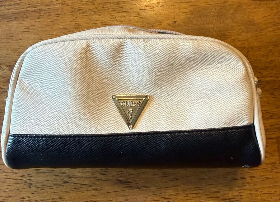 GUESS Beige Black Pouch Bag