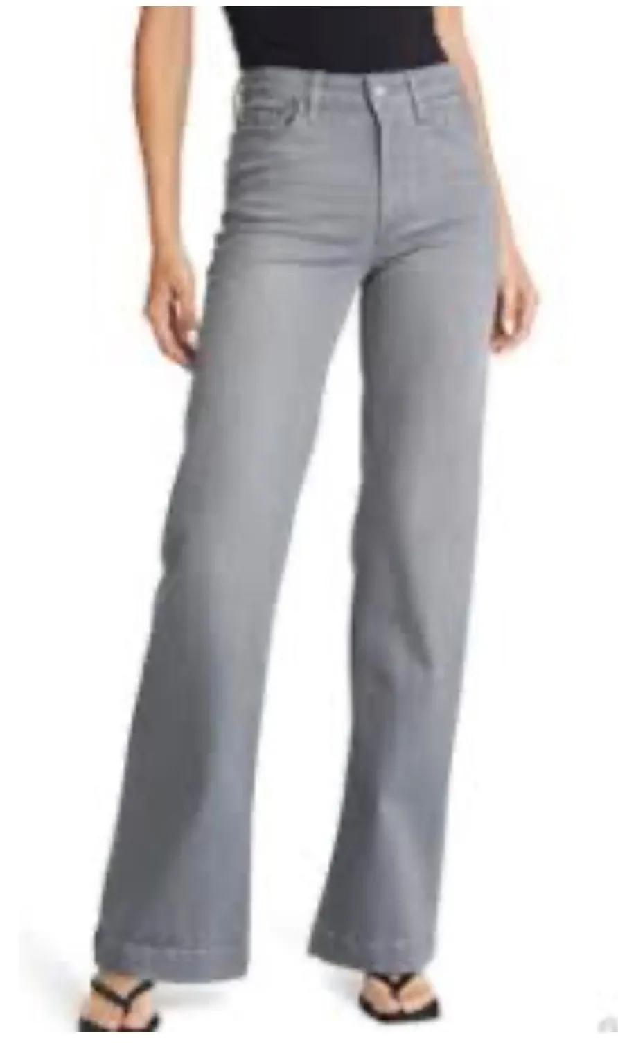 Paige Leenah High Rise Wide Leg Jeans Grey Size 30 Stretch Denim