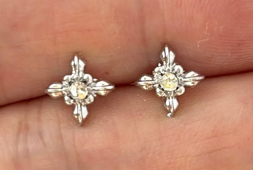 8mm CZ Star Stud Earrings for Men Women Streetwear Hip Hop Punk Unisex Earrings Silver