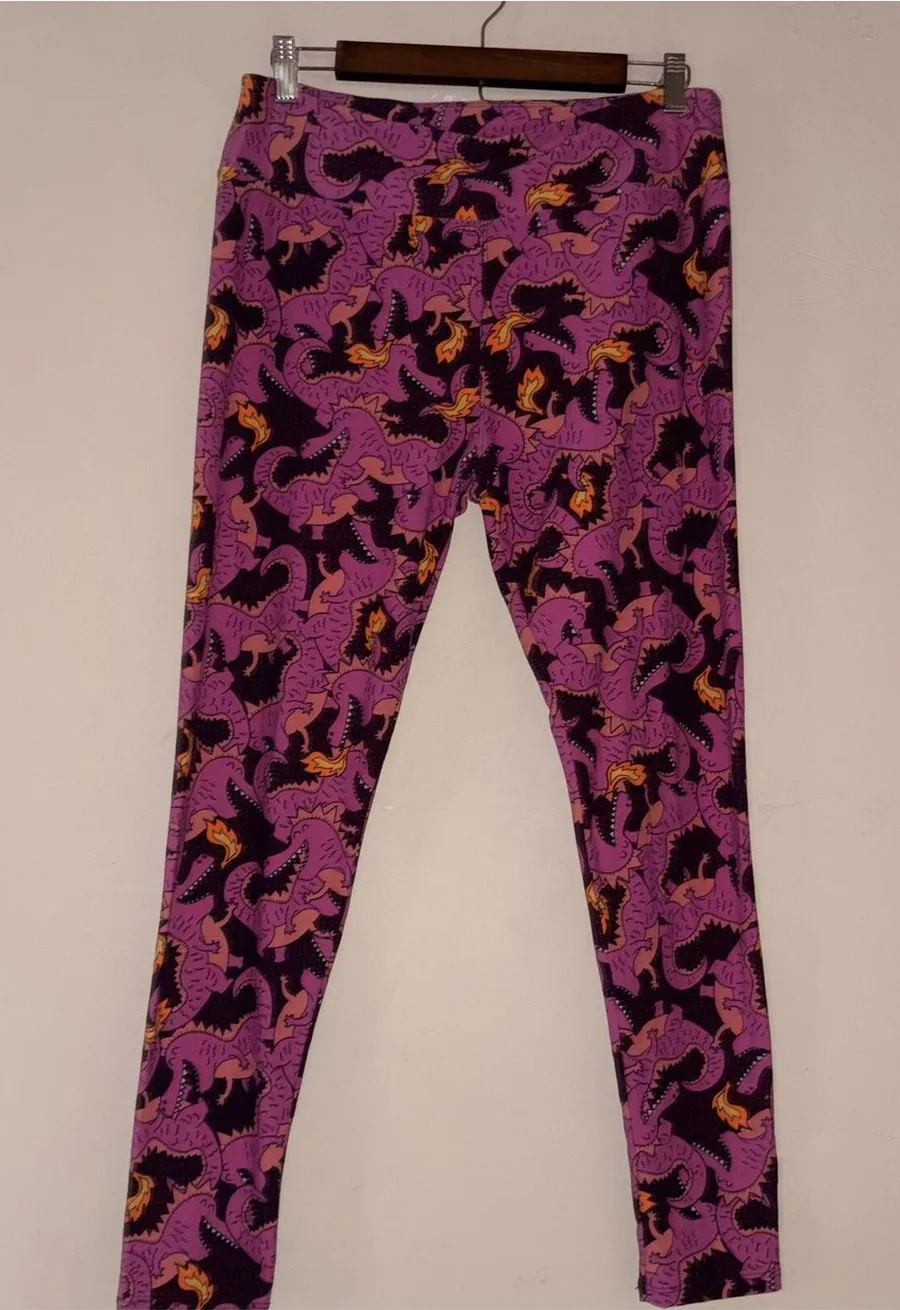 LuLaRoe Tall & Curvy (TC) Pink Dragon Print Leggings