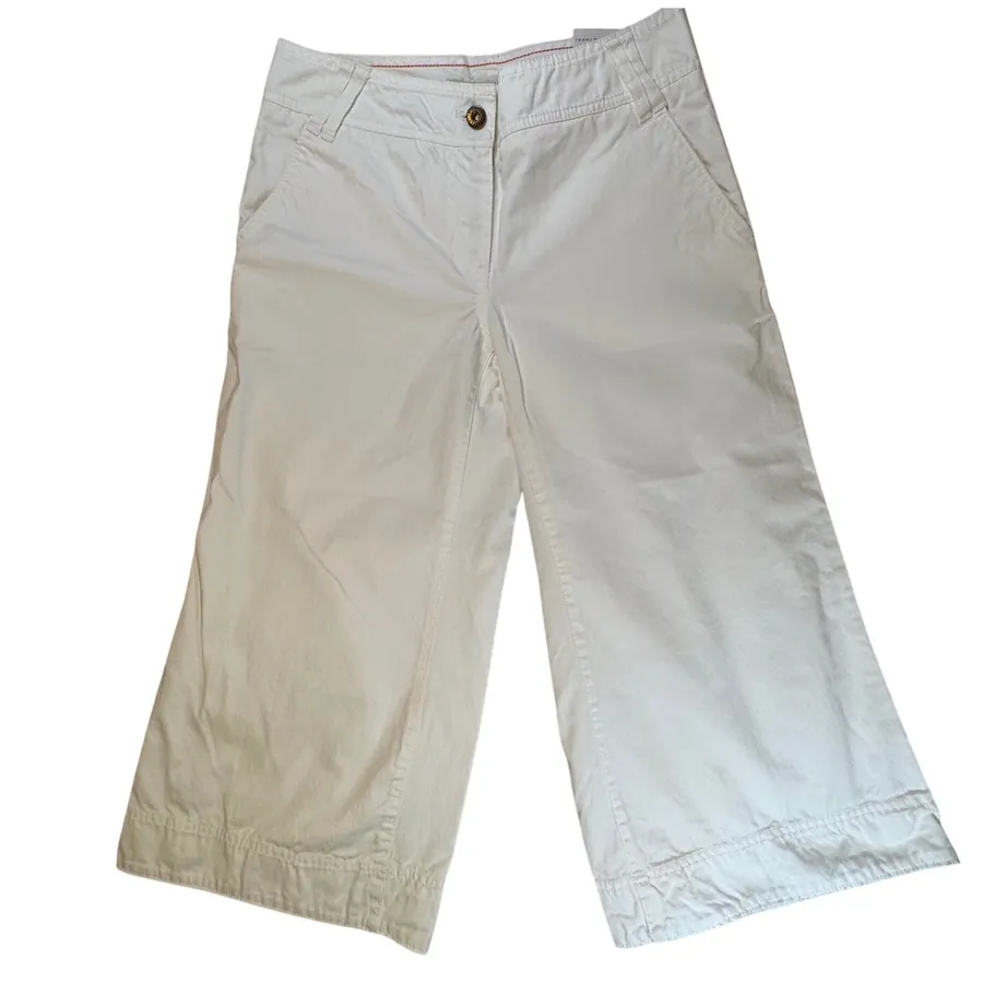 Tommy Hilfiger Womens White Wide Leg Crop Pants Size 2 NWT