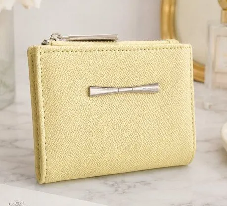 Betsey Johnson Yellow Bifold Snap Wallet Bow Detail NWT