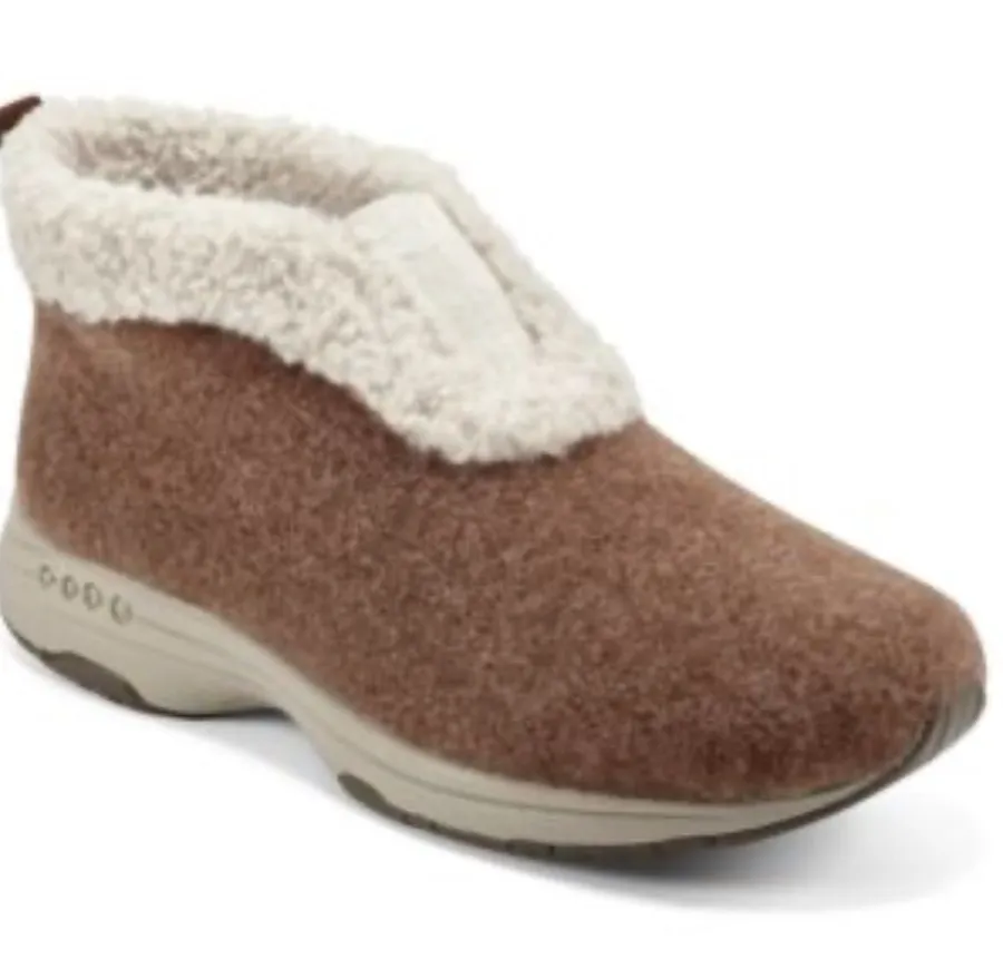Easy Spirit Treepose Cozy Slipper Booties Cognac Felt, Size 9WW, NWT No box