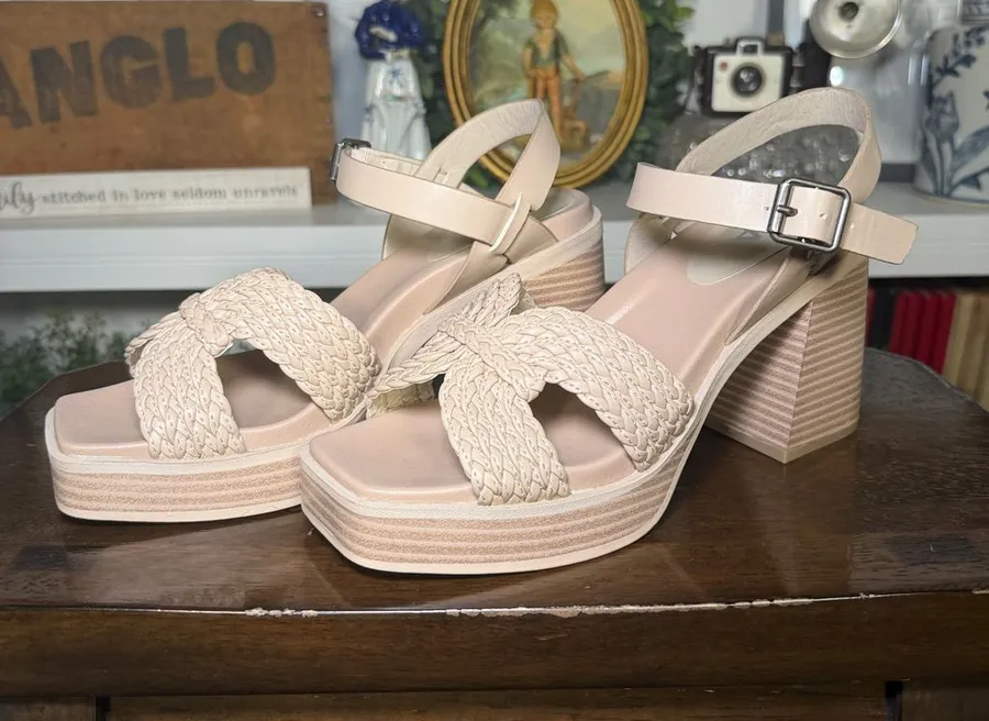 MIA Braided Platform Sandals - Beige