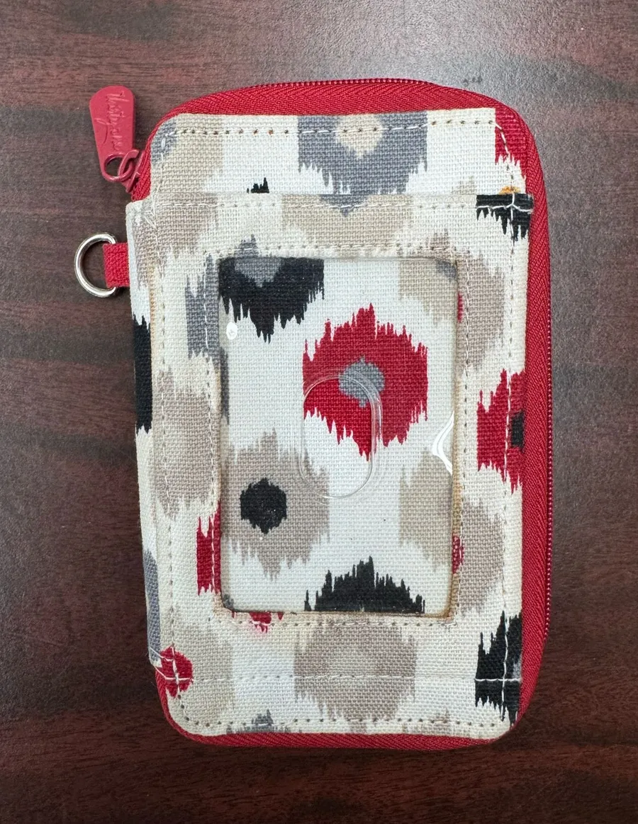 Thirty-One Red, White, and Grey Wallet Wristlet