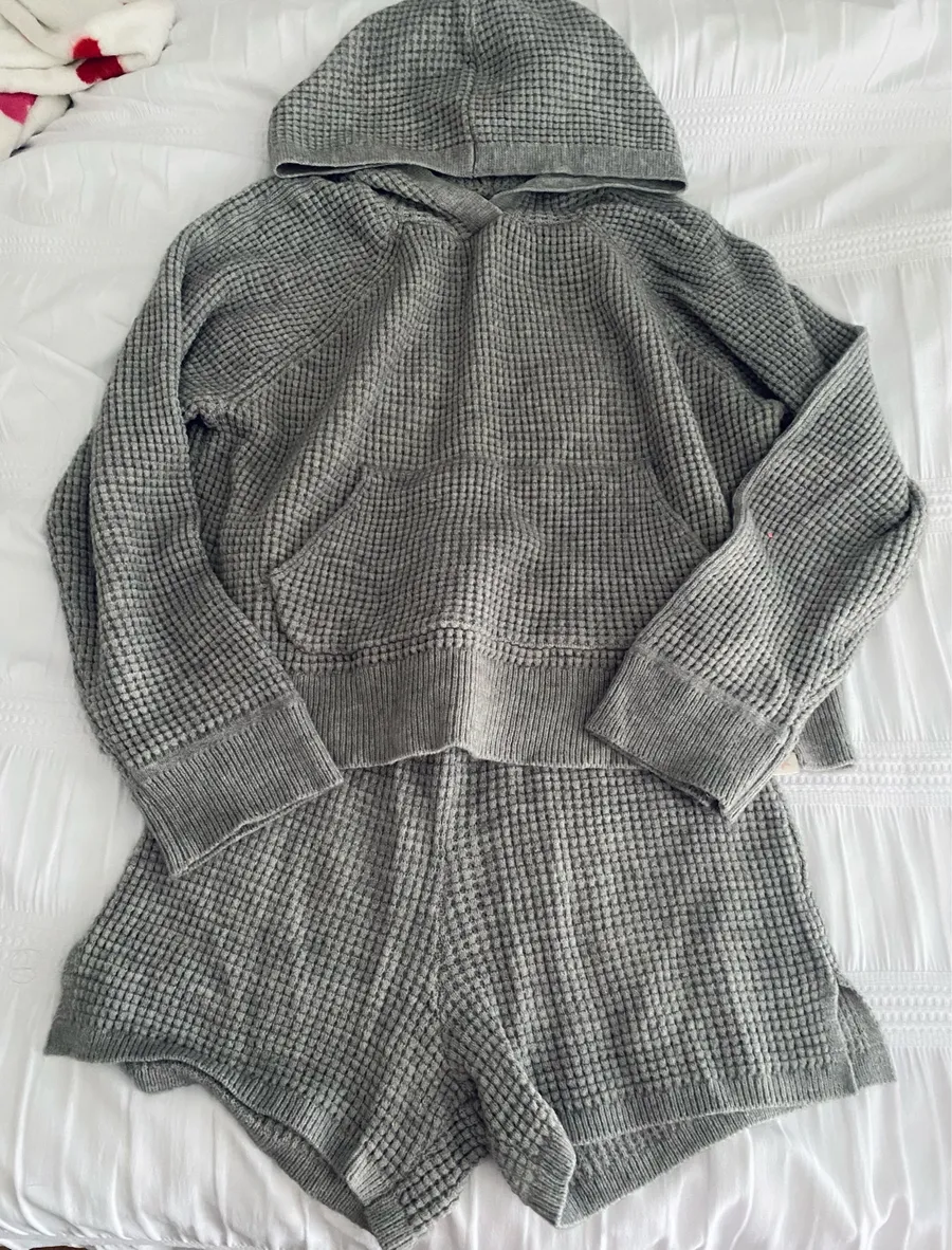 Waffle Knit Set Gray