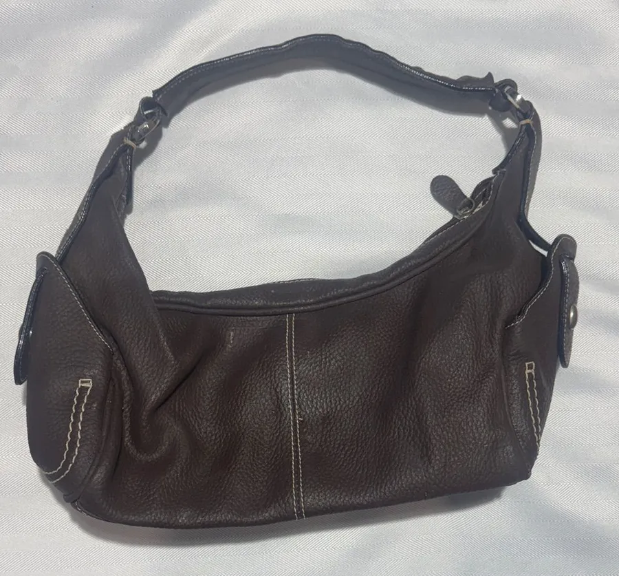 Everyday Dark Brown Pebbled Leather Shoulder Bag